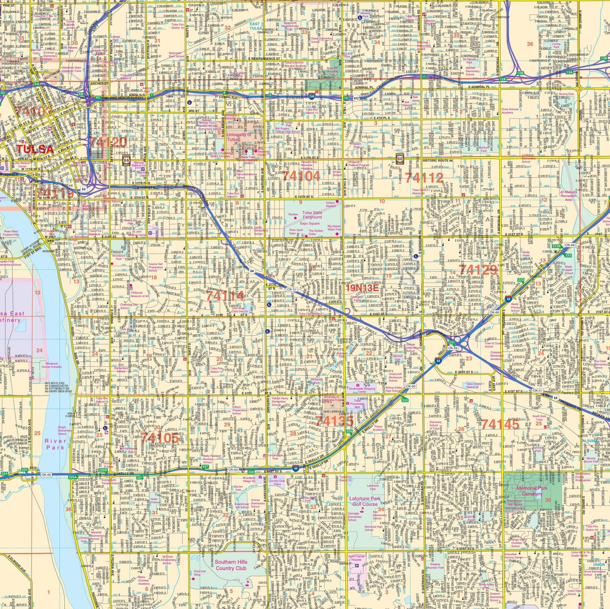 Tulsa, OK Wall Map - Ultimate Globes - POD - KA - C - OK - TULSA - PAPER - Ultimate Globes