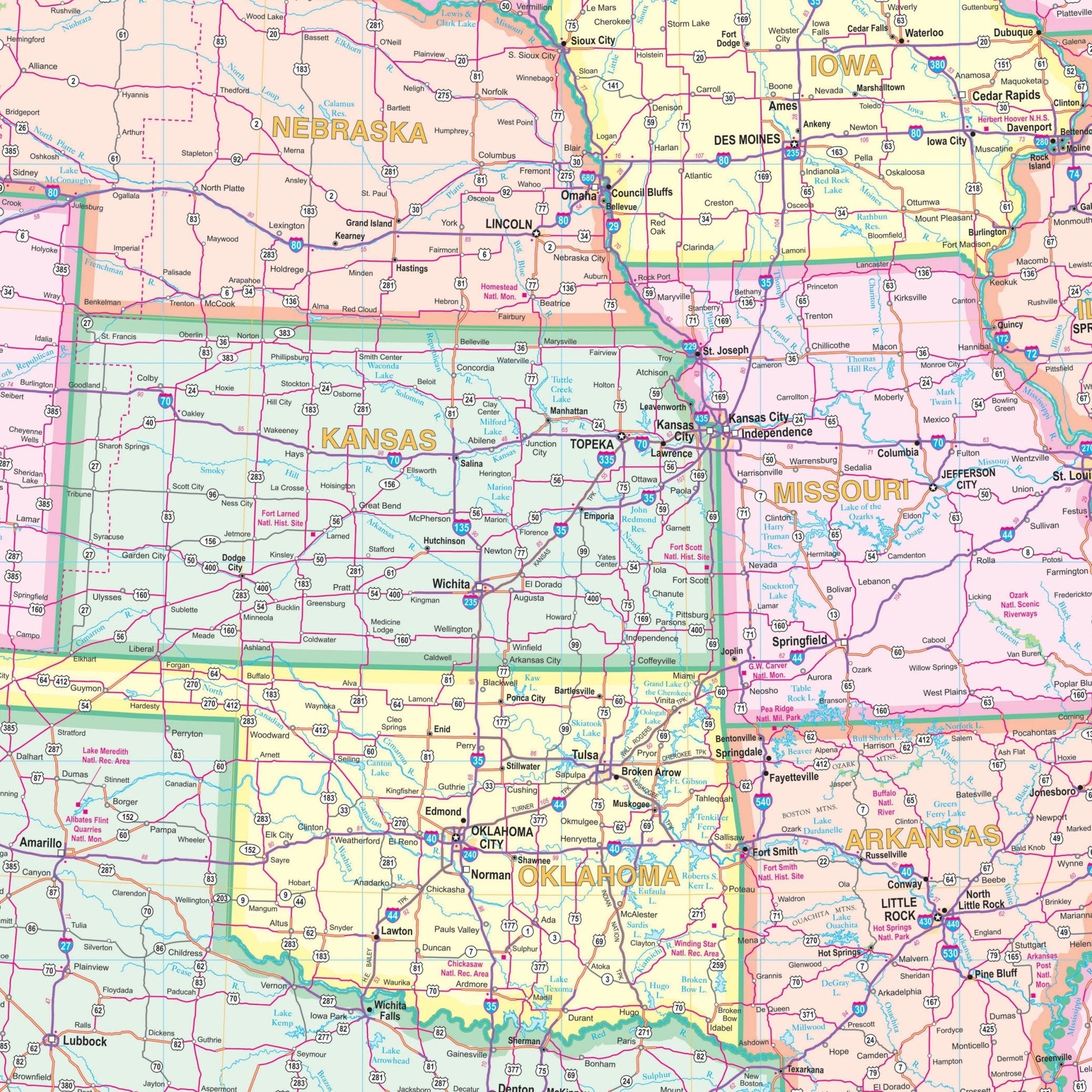 Us Military Road Map Laminated - United States Interstate Wall Map 246996 