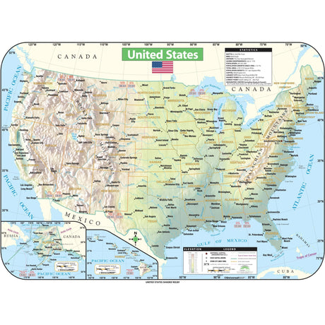 United States Shaded Relief Wall Map - Ultimate Globes - POD - KA - US - SHR - 38X28 - PAPER - Ultimate Globes