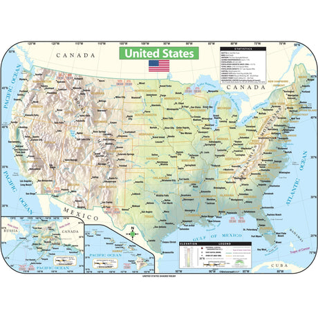 United States Shaded Relief Wall Map - KA-US-SHR-38X28-PAPER - Ultimate Globes
