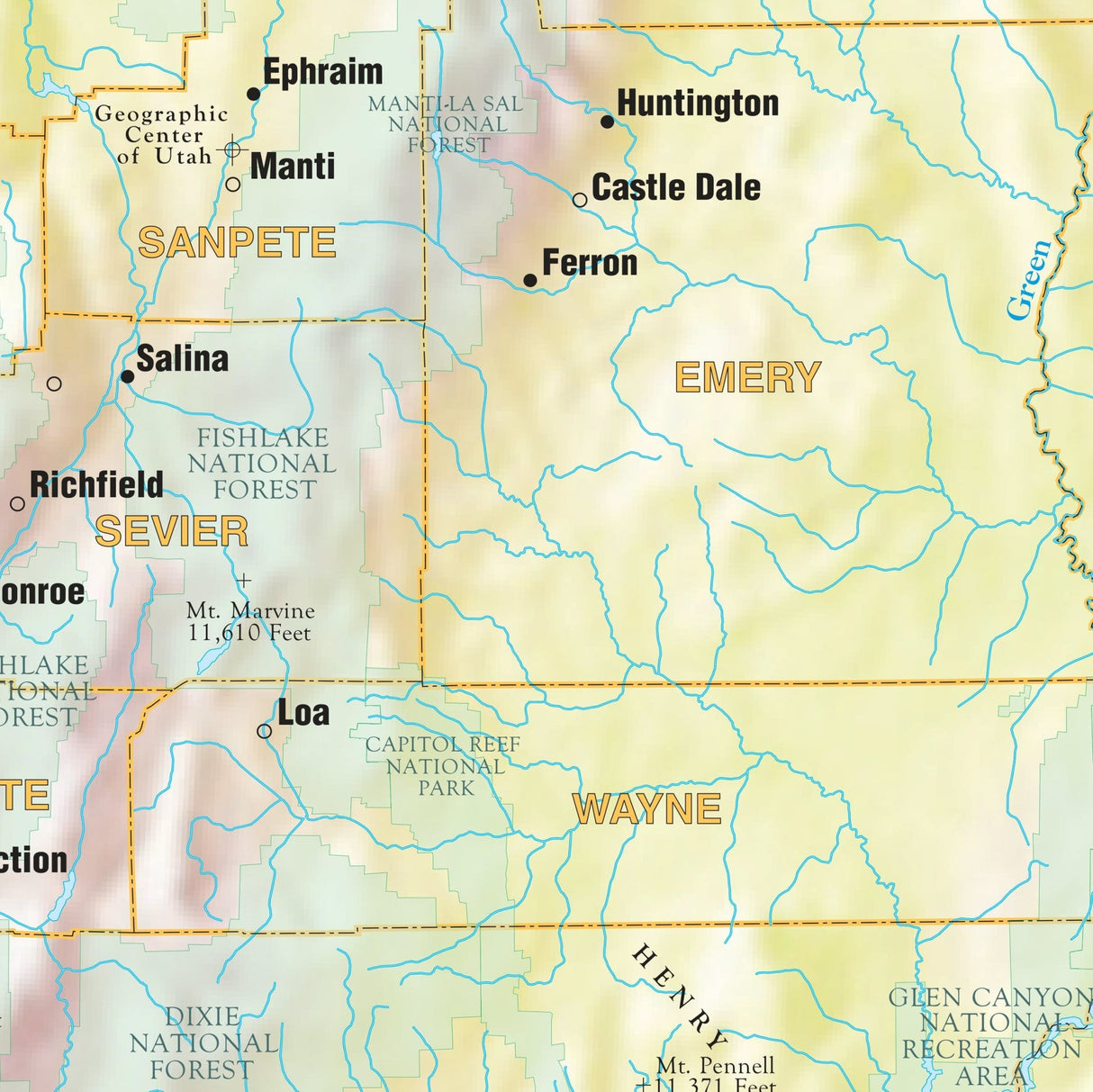 Utah Shaded Relief State Wall Map - KA-S-UT-SHR-28X38-PAPER - Ultimate Globes