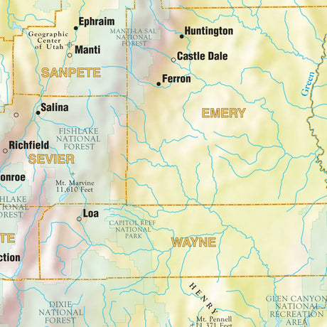 Utah Shaded Relief State Wall Map - Ultimate Globes - POD - KA - S - UT - SHR - 28X38 - PAPER - Ultimate Globes