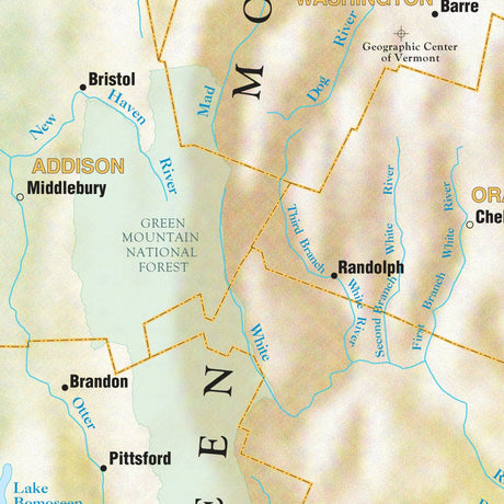 Vermont Shaded Relief State Wall Map - Ultimate Globes - POD - KA - S - VT - SHR - 29X38 - PAPER - Ultimate Globes