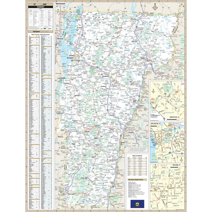 Vt Class Map Vermont State Wall Map » Shop State Wall Maps – Ultimate Globes