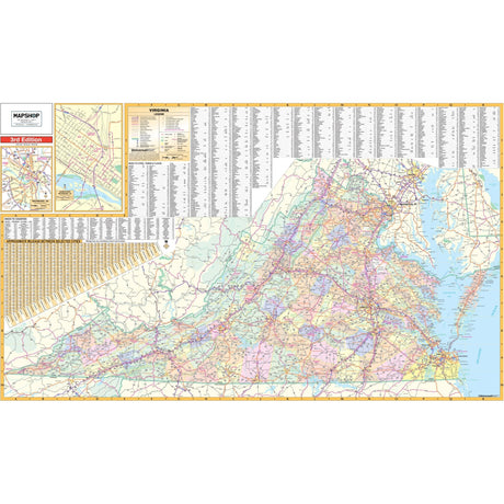 Virginia State Wall Map - KA-S-VA-WALL-PAPER - Ultimate Globes