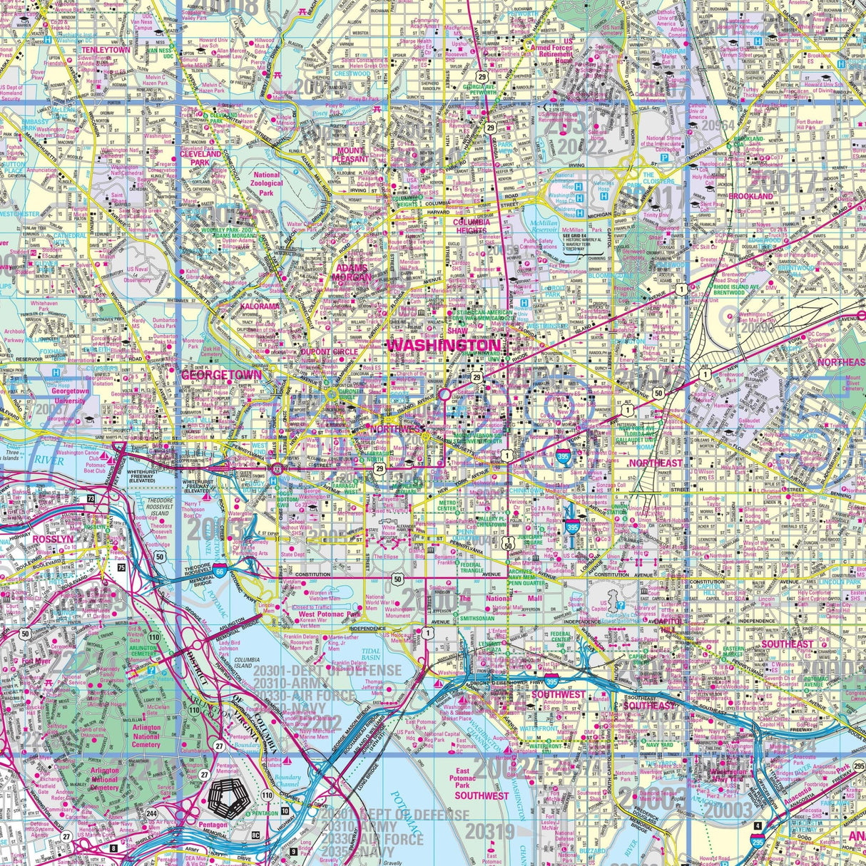 Washington, DC Metro Wall Map - KA-C-DC-WASHINGTONMETRO-PAPER - Ultimate Globes