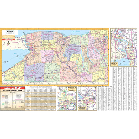 Western New York Regional Wall Map - Ultimate Globes - POD - KA - R - NY - WESTERN - PAPER - Ultimate Globes