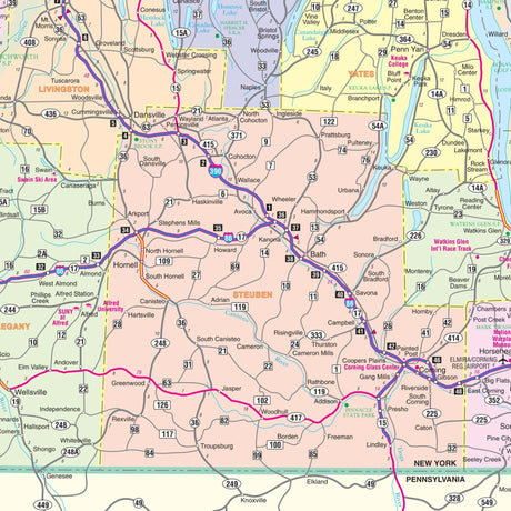 Western New York Regional Wall Map - Ultimate Globes - POD - KA - R - NY - WESTERN - PAPER - Ultimate Globes