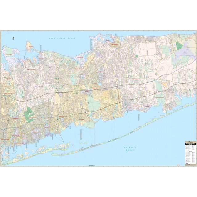 Western Suffolk County, NY Wall Map - KA-C-NY-SUFFOLKWEST-PAPER - Ultimate Globes