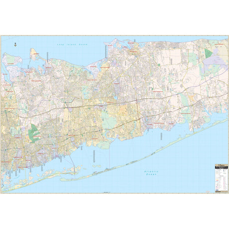 Western Suffolk County, NY Wall Map - Ultimate Globes - POD - KA - C - NY - SUFFOLKWEST - PAPER - Ultimate Globes