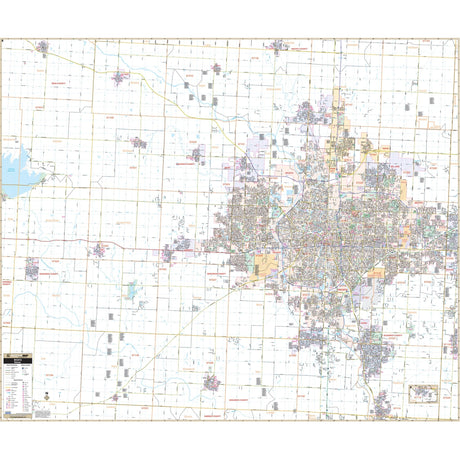 Wichita & Sedgewick, KS Wall Map (Without S-T-R Lines) - KA-C-KS-WICHITA-PAPER - Ultimate Globes