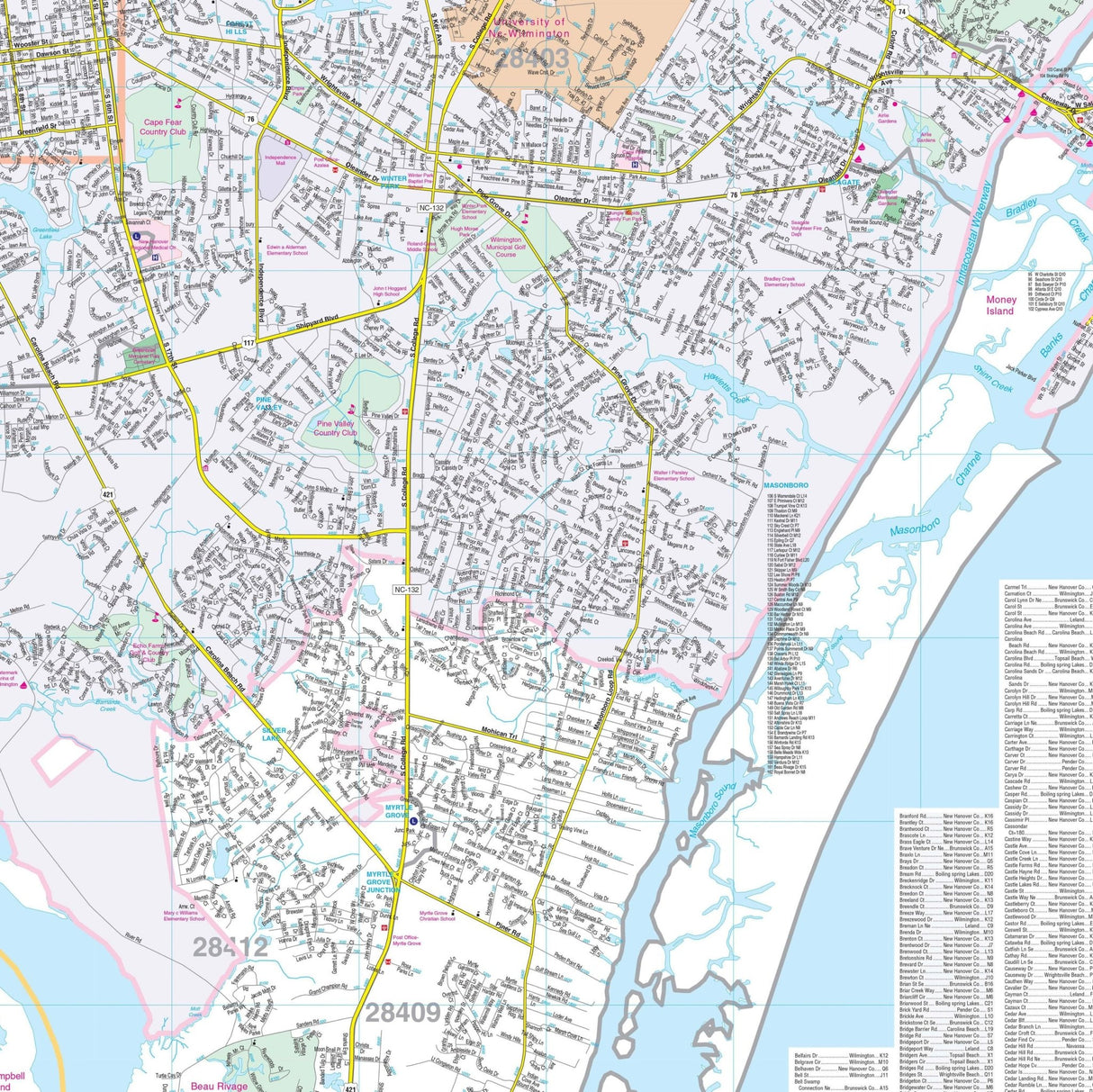 Wilmington & New Hanover County, NC Wall Map - KA-C-NC-WILMINGTON-PAPER - Ultimate Globes