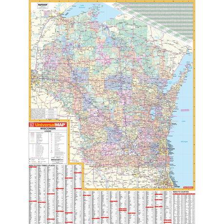 Wisconsin State Wall Map - Ultimate Globes - POD - KA - S - WI - WALL - PAPER - Ultimate Globes