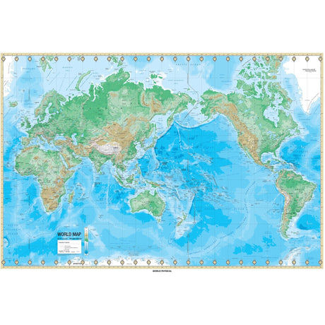 World Advanced Physical Wall Map - KA-WORLD-ADV-PHY-53X36-PAPER - Ultimate Globes