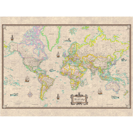 World Antique-Look Wall Map - KA-WORLD-ANTIQUELOOK-PAPER - Ultimate Globes