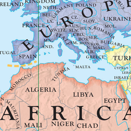 World Beginner Wall Map - Ultimate Globes - POD - KA - WORLD - BGNR - 50X42 - PAPER - Ultimate Globes