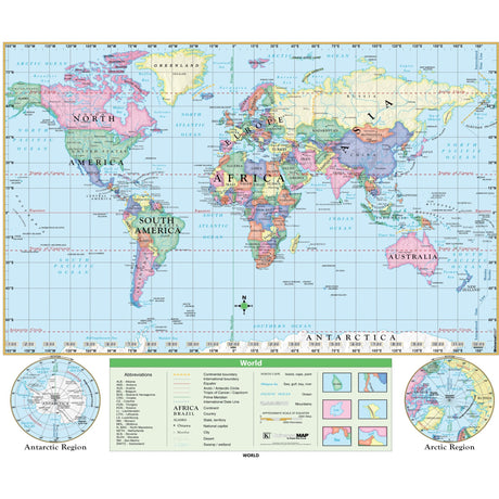 World Essential Wall Map - Ultimate Globes - POD - KA - WORLD - ESSTL - 50X42 - PAPER - Ultimate Globes