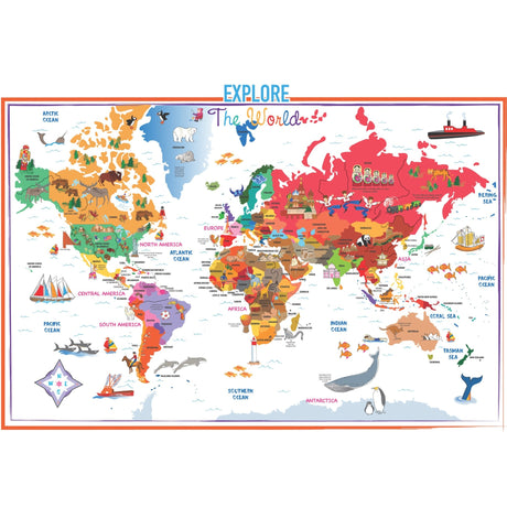 World Illustrated Wall Map - Ultimate Globes - POD - KA - WORLD - ILLUSTRATED - PAPER - Ultimate Globes