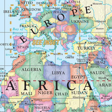 World Primary Wall Map - Ultimate Globes - POD - KA - WORLD - PRMRY - 50X42 - PAPER - Ultimate Globes