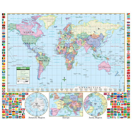 World Primary Wall Map - Ultimate Globes - POD - KA - WORLD - PRMRY - 50X42 - PAPER - Ultimate Globes