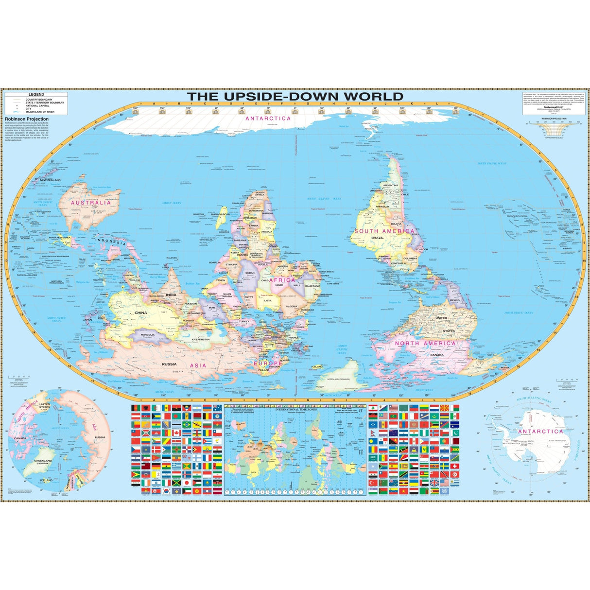 World Upside Down Wall Map - KA-WORLD-UPSIDEDOWN-PAPER - Ultimate Globes