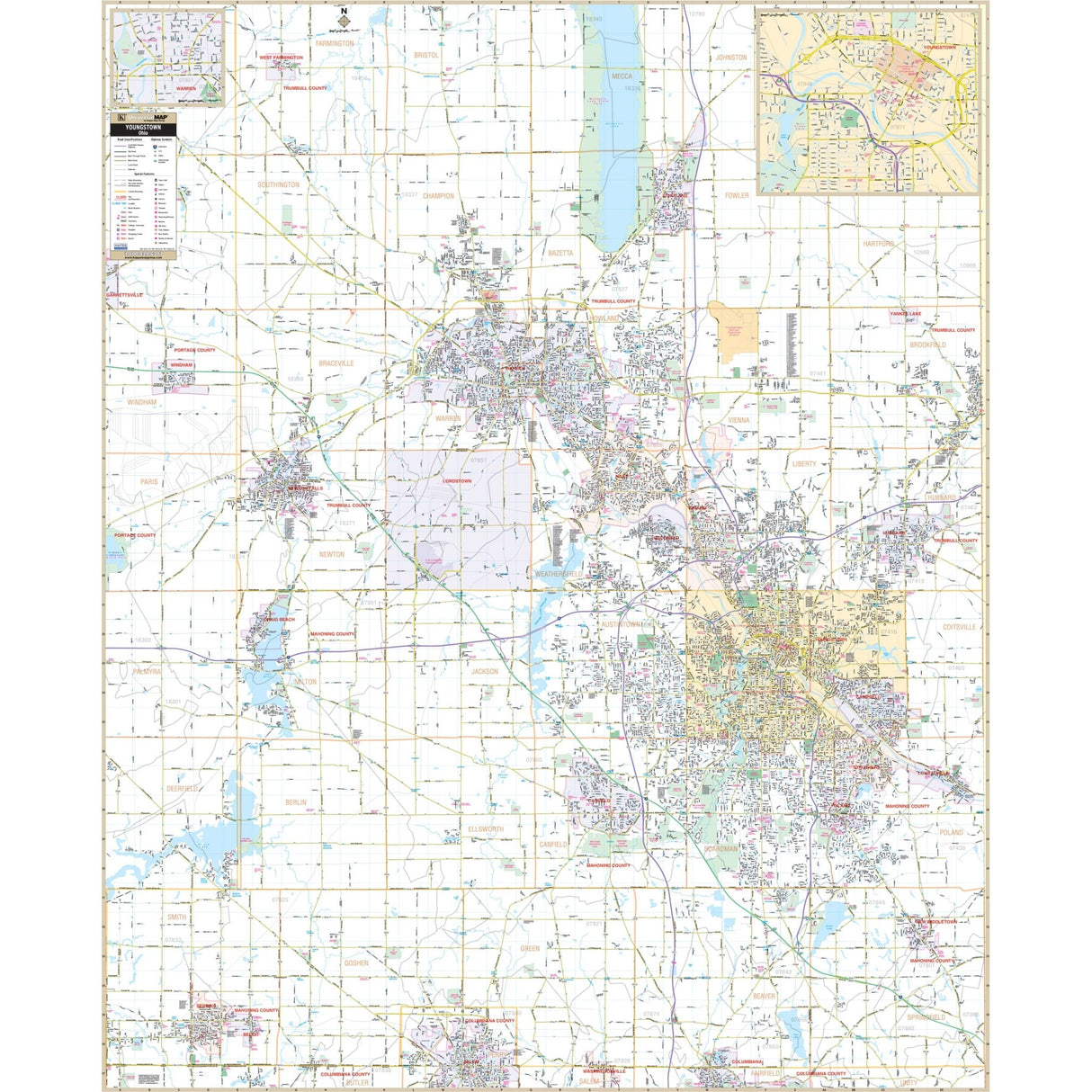 Youngstown, OH Wall Map - Ultimate Globes - POD - KA - C - OH - YOUNGSTOWN - PAPER - Ultimate Globes